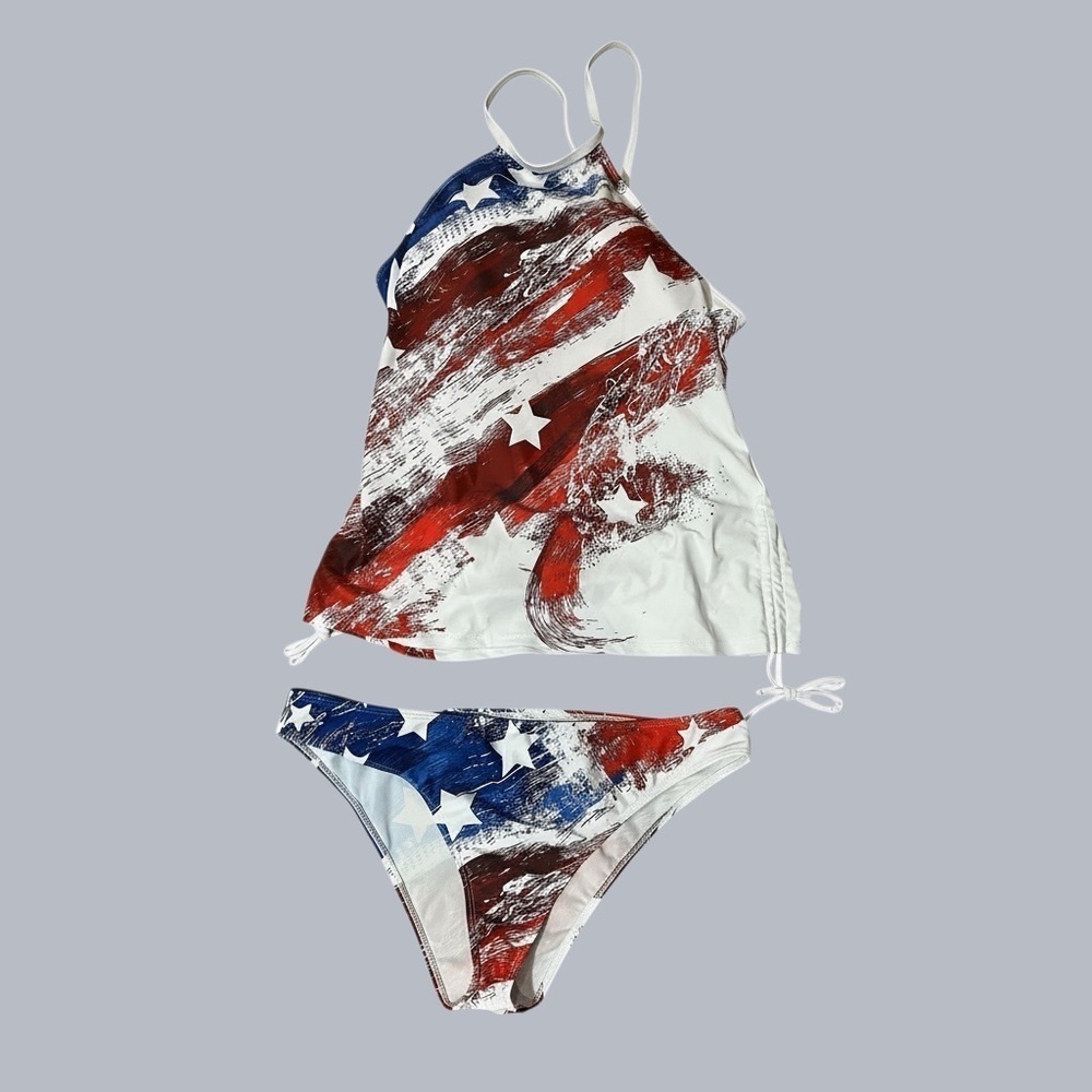 Patriotic American Flag Two-Piece Tankini Swimwear – Women’s 2X | NWOT